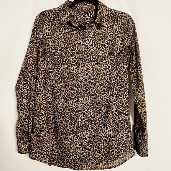 J.McLaughlin Leopard Animal Print Cotton Long Sleeve Button Down Shirt - Picture 1 of 15